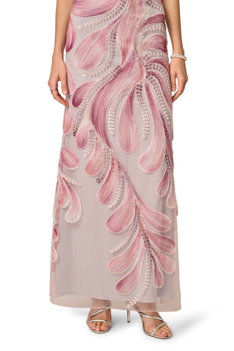 Soutache Mesh One-Shoulder Gown, Alternate, color, PINK MULTI