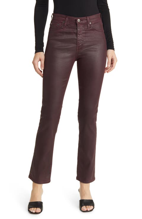 Mari Faux Leather Slim Straight Leg Jeans
