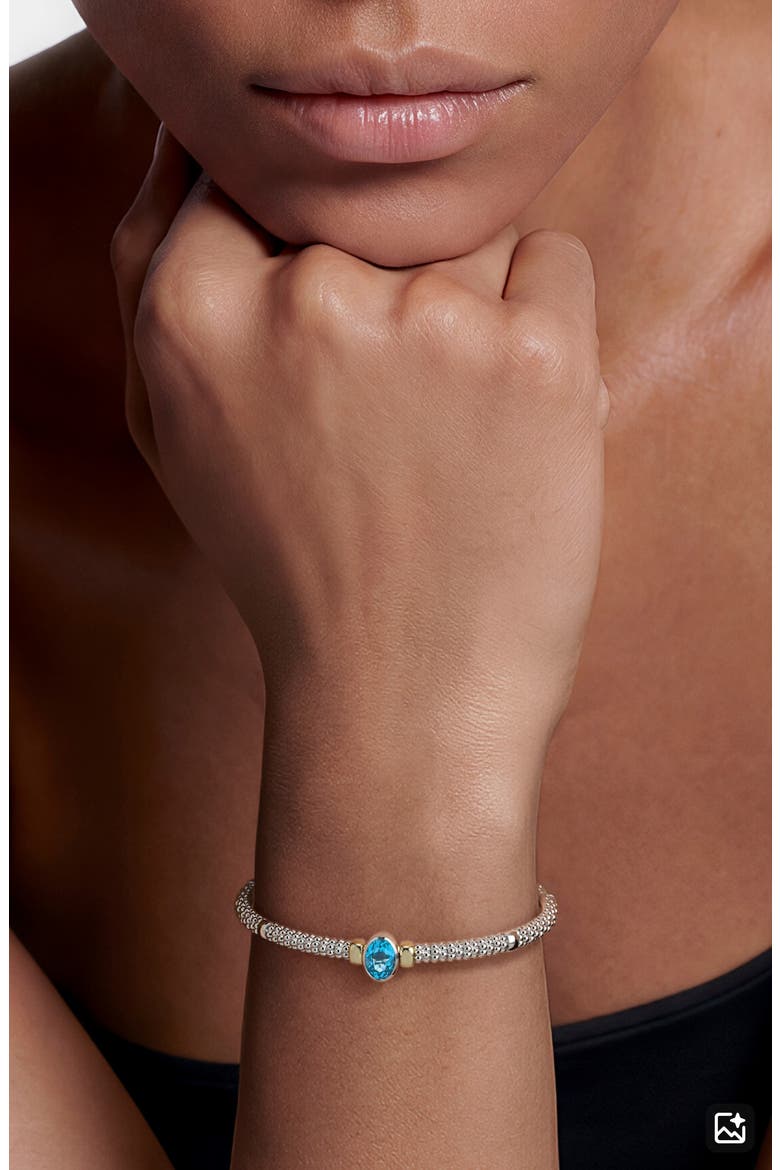 Signature Caviar 14k Gold Blue Topaz 8-Inch Cuff, Alternate, color, TWO-TONE