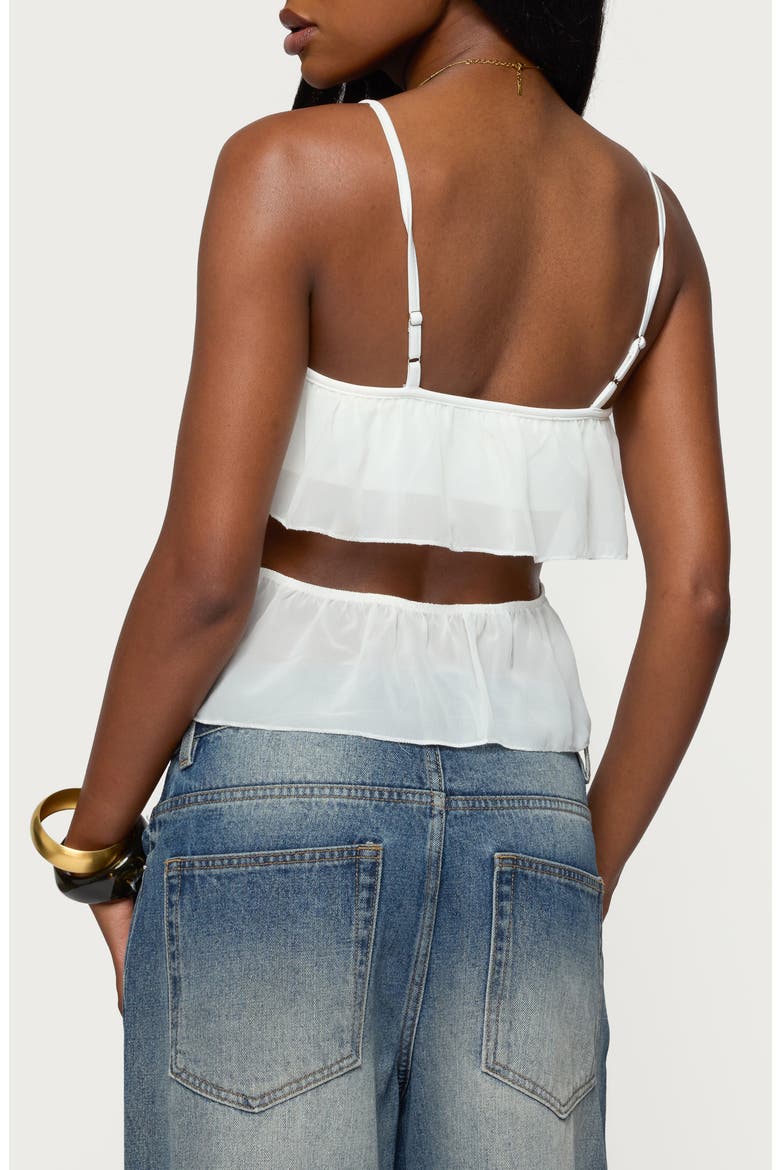 Ruffle Cutout Chiffon Camisole, Alternate, color, WHITE