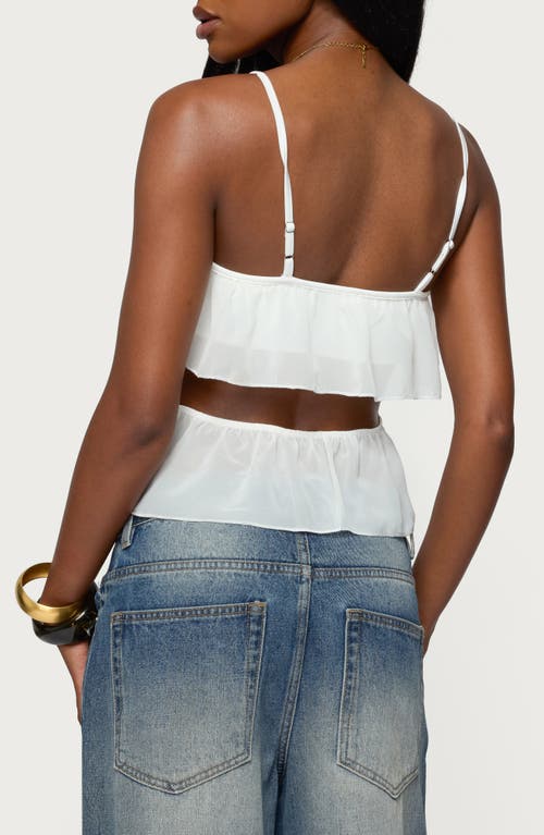 Edikted Ruffle Cutout Chiffon Camisole In Black