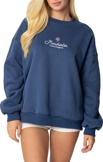 Manchester Embroidered Oversize Graphic Sweatshirt
