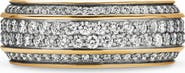 David Yurman Beveled 18K Gold Band Ring with Pavé Diamonds