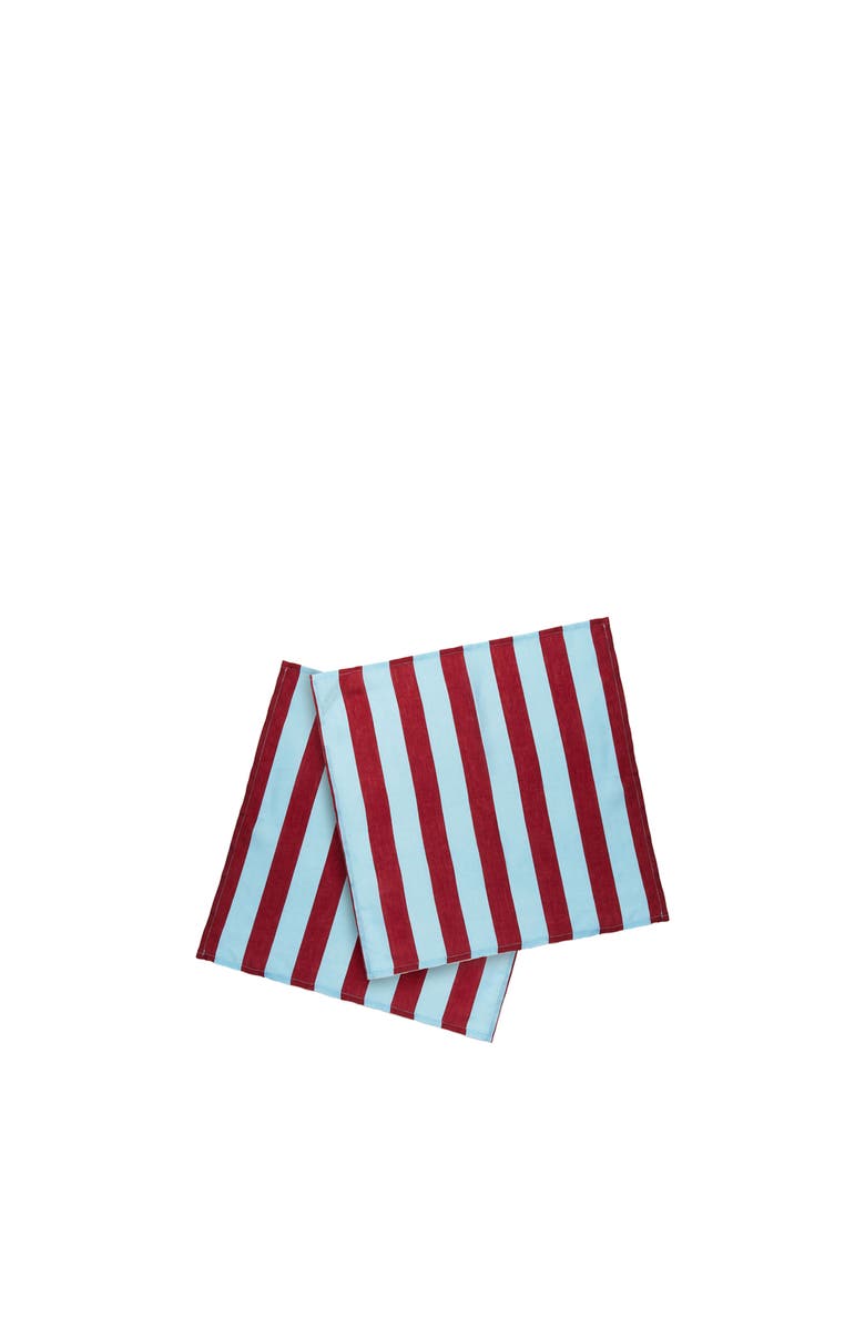 La DoubleJ Large Napkins Set Of 6 (45X45) Riga Bordeaux - Azzurro, Alternate, color, Riga Bordeaux - Azzurro