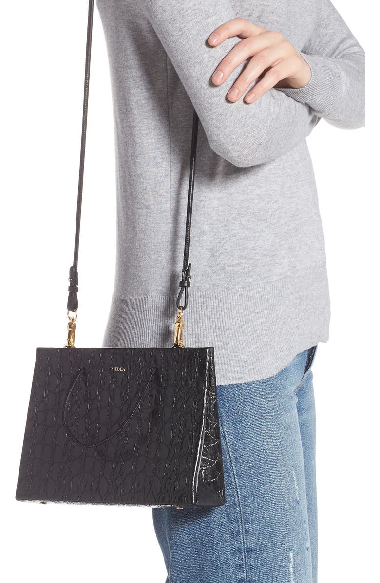 Medea Prima Hanna Croc Embossed Leather Bag, Alternate, color,