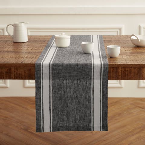 Linen Table Runner for Dining Table, Holiday and Everyday Table Decor - Country Stripe