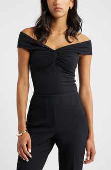 Open Edit Twist Front Off the Shoulder Top