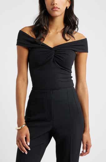 Open Edit Twist Front Off the Shoulder Top