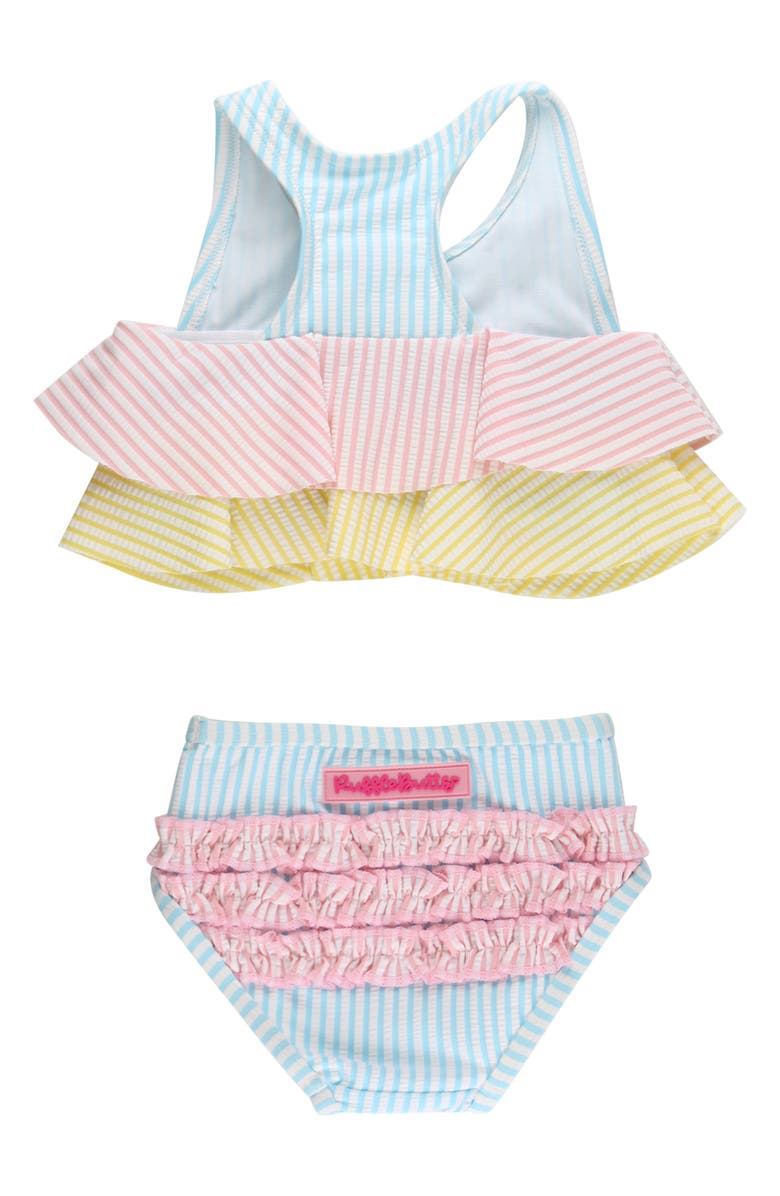 RuffleButts Kids' Seersucker Two-Piece Swimsuit, Alternate, color, Blue Multi