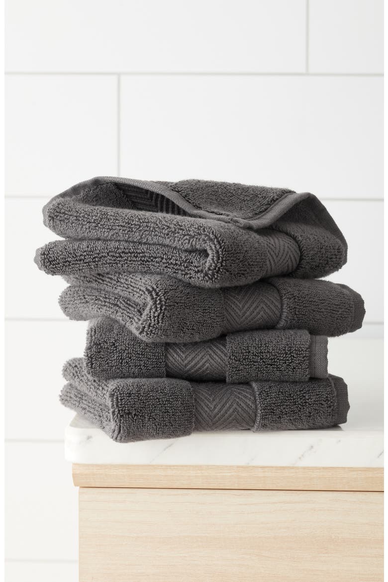 Organic Hydrocotton Set of 4 Washcloths, Alternate, color, GREY ONYX
