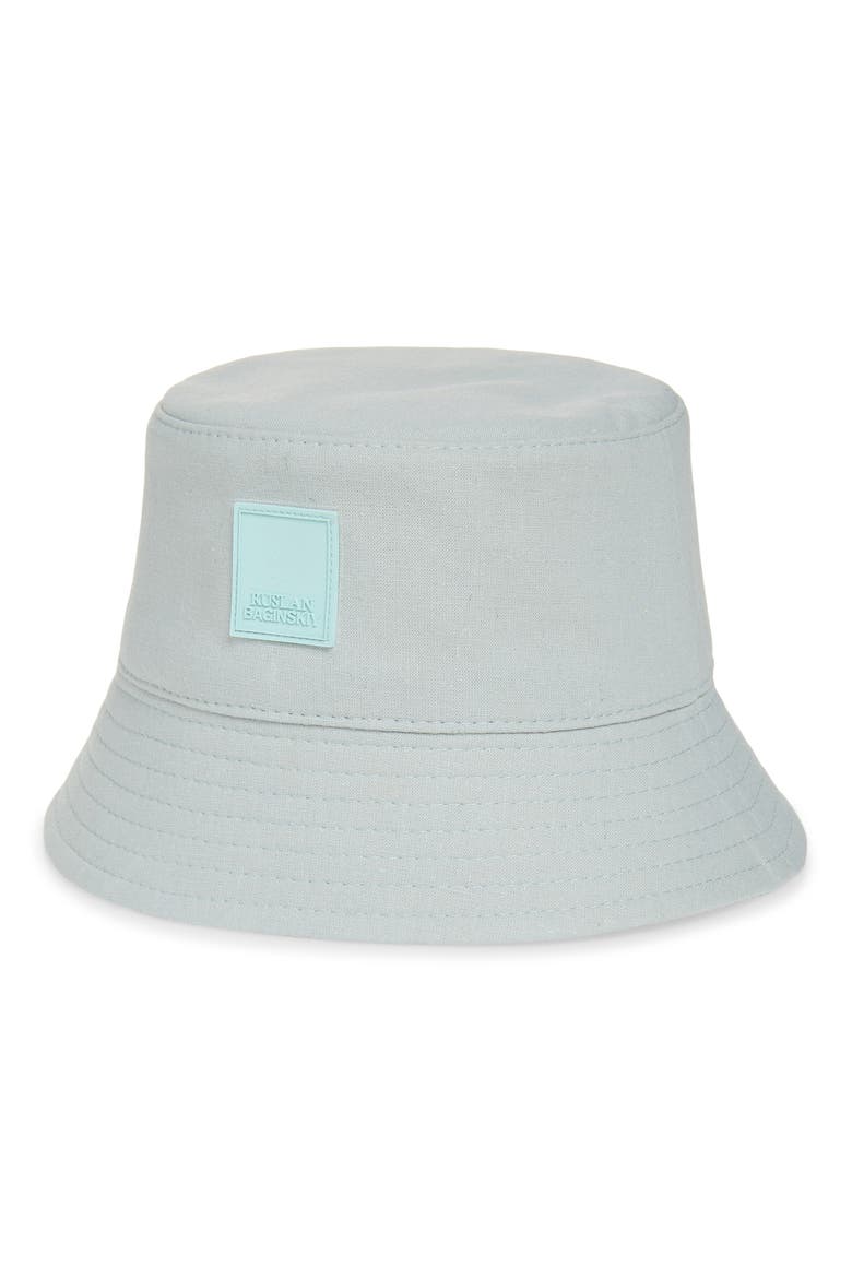 Logo Patch Linen & Cotton Bucket Hat, Main, color, MINT