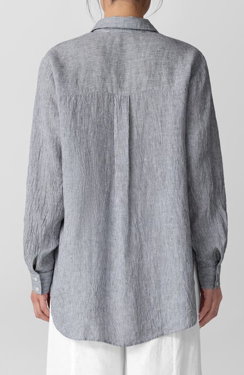 Eileen Fisher Classic Collar Oversize Organic Linen Button-up Shirt