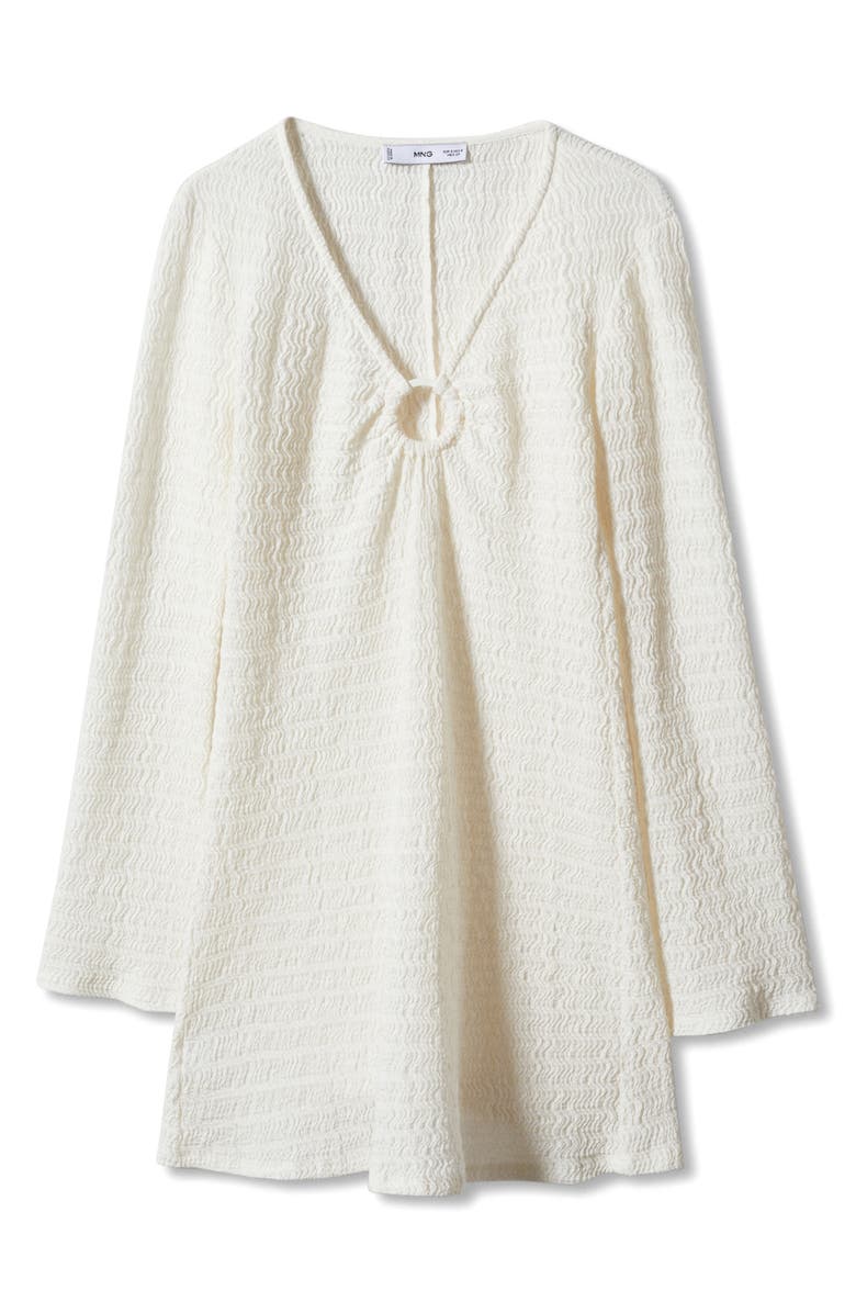 MANGO Textured O-Ring Long Sleeve Minidress, Alternate, color, 
