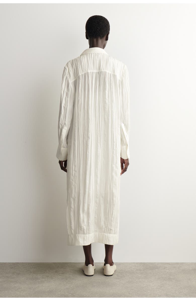 COS Crinkled-silk Midi Shirt Dress, Alternate, color, White
