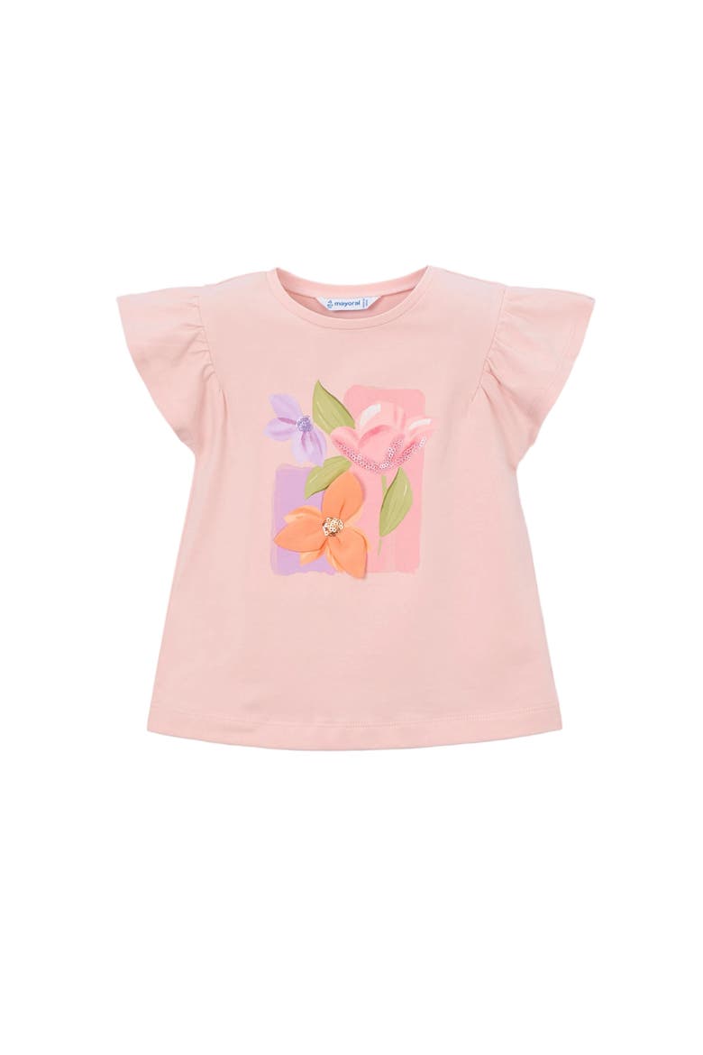 T-Shirt With Ruffled Sleeves, Main, color, Pink