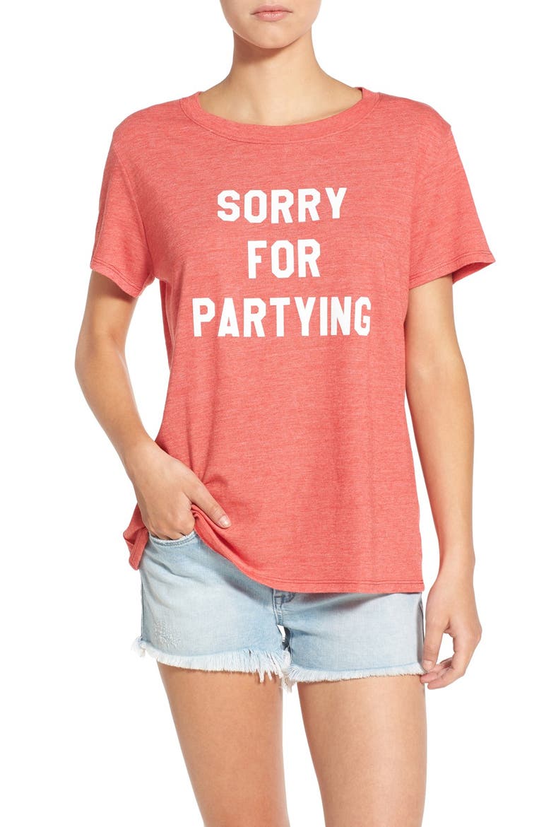 'Sorry for Partying' Graphic Tee, Main, color, HEATHER RED