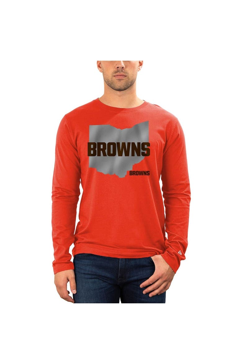 Men's New Era Orange Cleveland Browns State Long Sleeve T-Shirt, Alternate, color, Orange