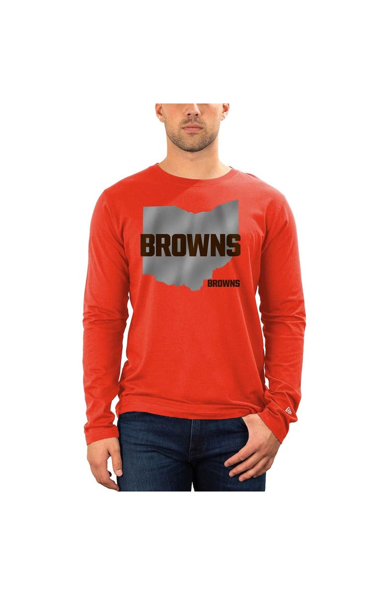 New Era Men's New Era Orange Cleveland Browns State Long Sleeve T-Shirt, Alternate, color, 