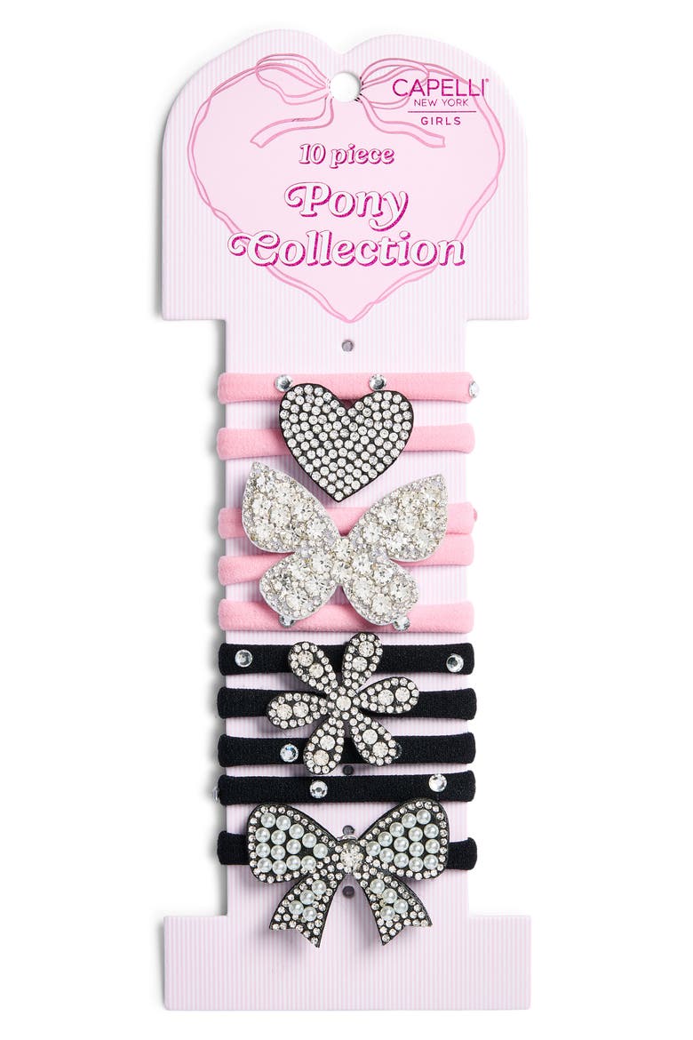 Kids' 10-Pack Assorted Charm Hair Ties, Main, color, PINK COMBO