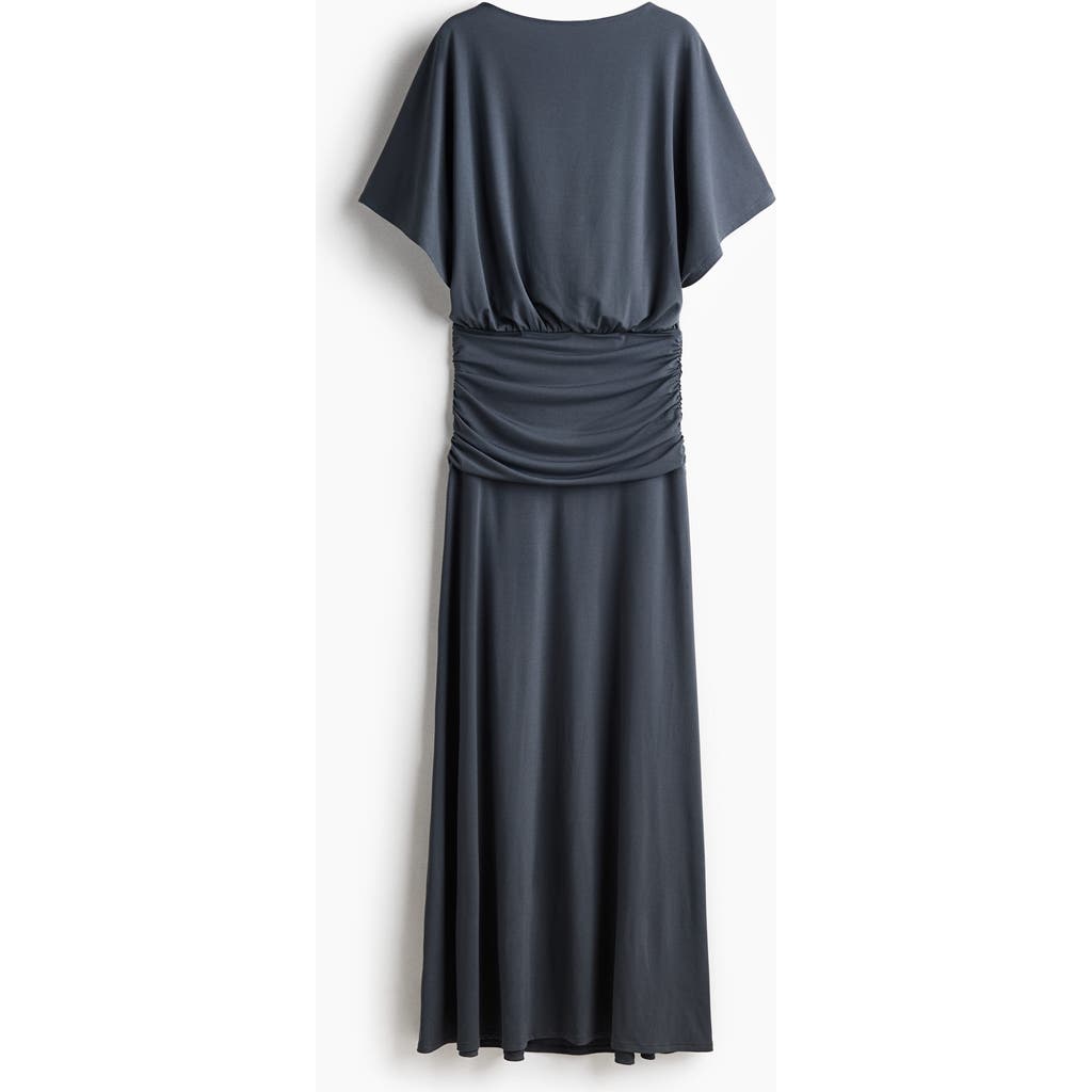 H&m Draped Maxi Dress In Blue