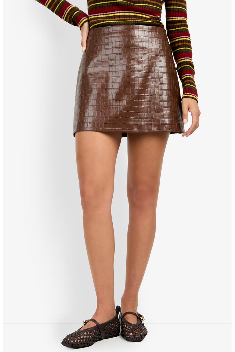 Rico Embossed Skirt, Alternate, color, Light Cioccolatco