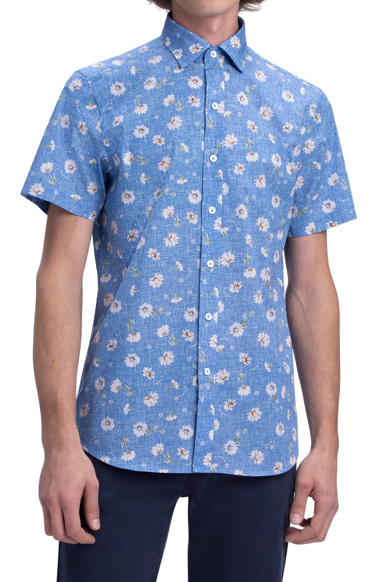 Bugatchi Classic Fit Short Sleeve Button-Up Shirt, Main, color, 