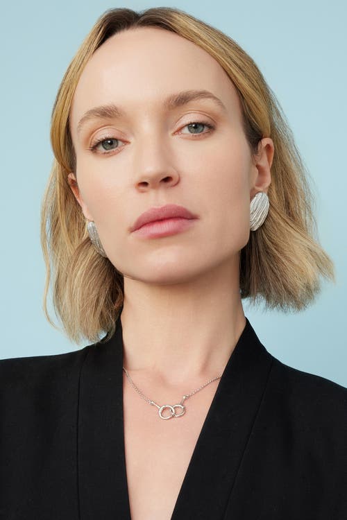 Oradina Sterling Silver Linen Button Earrings In Silver