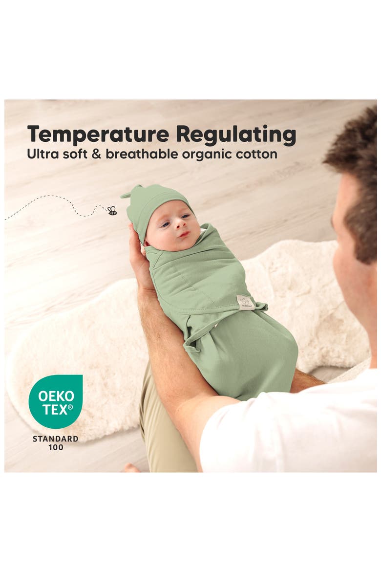 3-Pack Soothe Swaddle Wraps with Knot Hats, Alternate, color, Slate