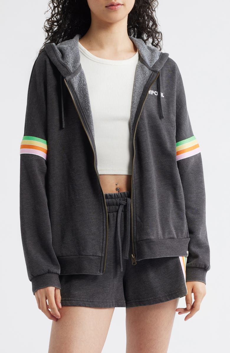 Rip Curl Surf Revival Zip Hoodie, Main, color, Washed Black