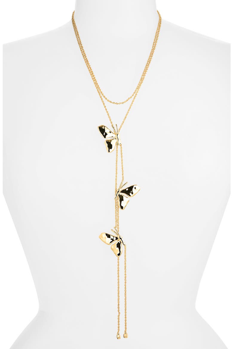 Butterfly Layered Rope Necklace, Alternate, color, GOLD