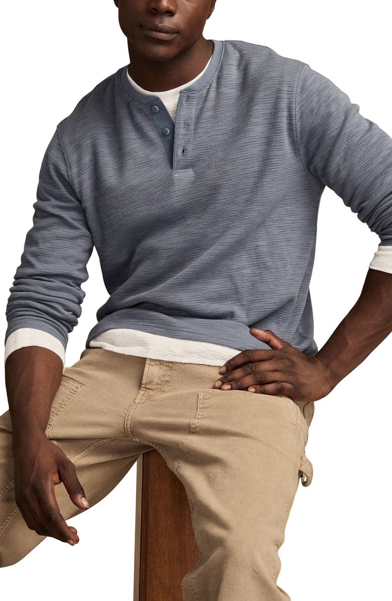 Lucky Brand Double Face Cotton Henley, Alternate, color, Flint Stone