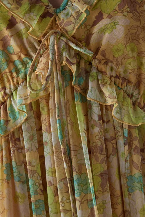 Warehouse Chiffon Ruffle Strappy Floaty Maxi Dress In Yellow