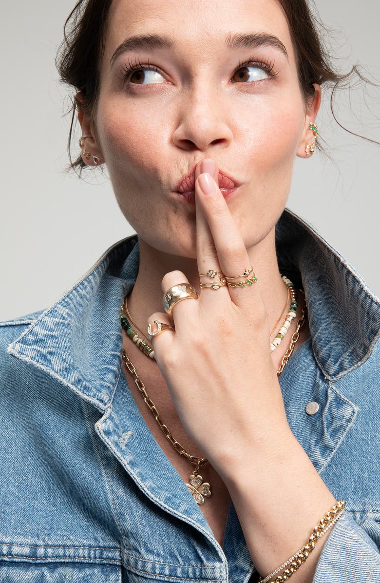 Adina Reyter Baguette Diamond Horseshoe Signet Ring, Alternate, color, Yellow Gold