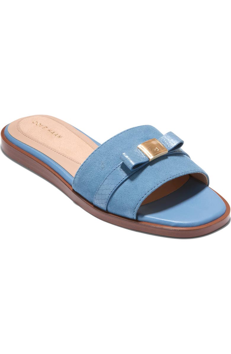 Cole Haan Go-To Emalia Bow Slide Sandal, Main, color, Provincial Blue/ Snake Print