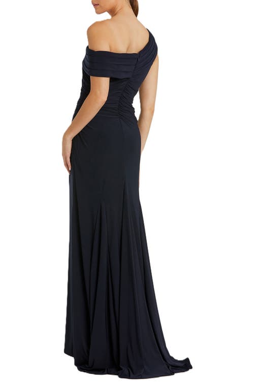 MAC DUGGAL MAC DUGGAL SLEEVELESS FOLDOVER OFF-THE-SHOULDER SLIT GOWN 