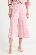 Renee C Polka Dot Wide Leg Capri Pants