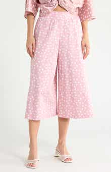 Polka Dot Wide Leg Capri Pants