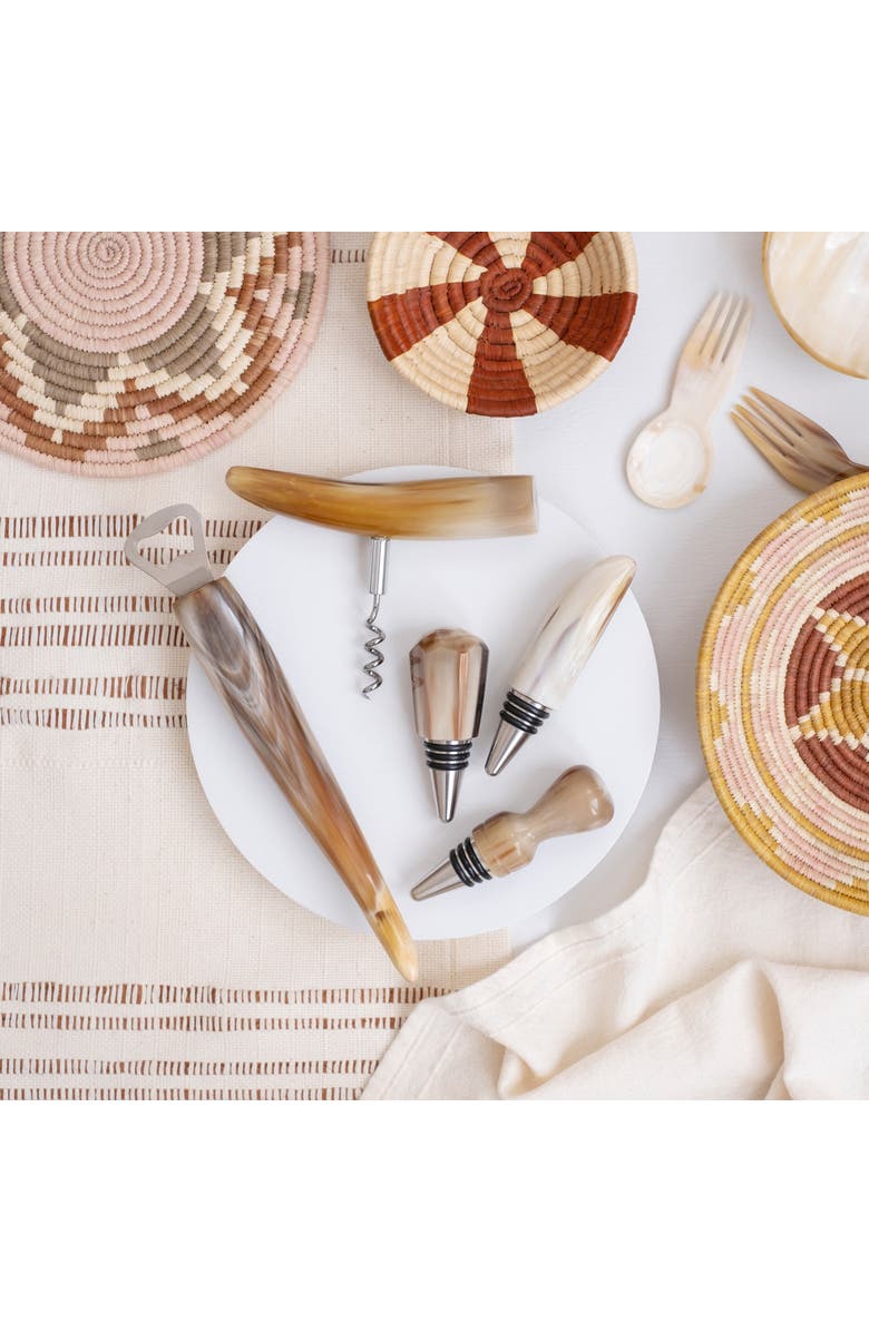 Maadili Collective Geometric Horn Wine Stopper, Alternate, color, Natural