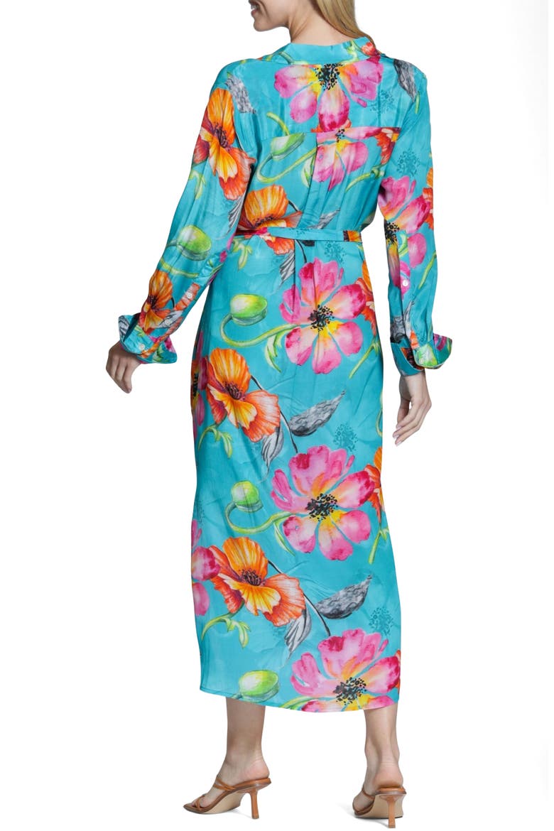 Mix Print Long Sleeve Dress, Alternate, color, TURQUOISE MULTI