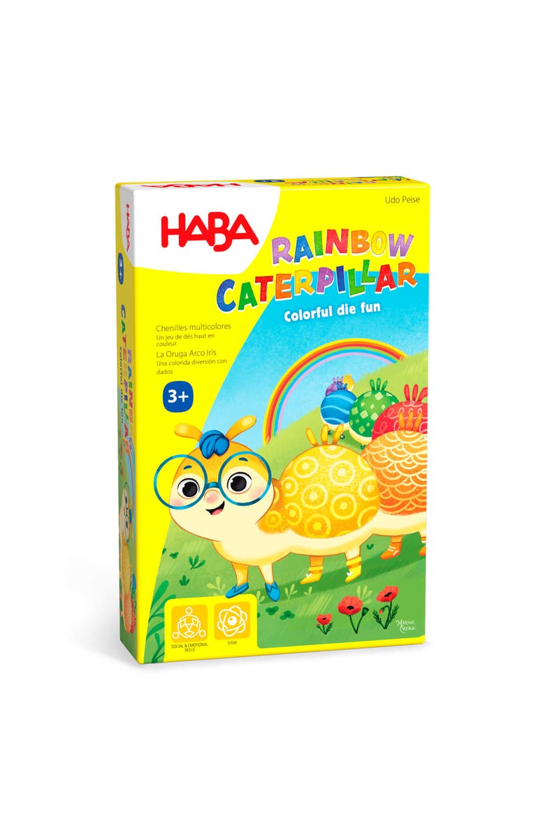 HABA Little Rainbow Caterpillar Mini Game of Colors and Patterns Ages 3+, Main, color,