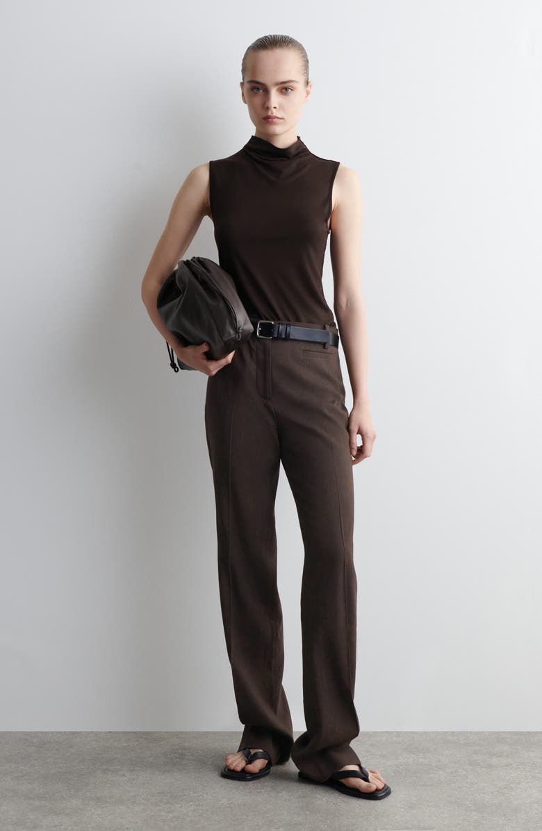 COS Drape Neck Sleeveless Top, Alternate, color, Brown Dark