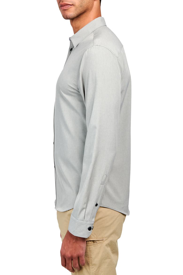 Slim Fit Solid 4-Way Stretch Performance Long Sleeve Shirt, Alternate, color, GREY HEATHER