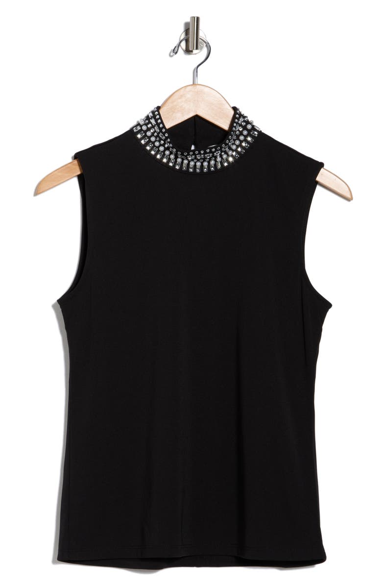 JASON WU Embellished Mock Neck Knit Top, Alternate, color, Black