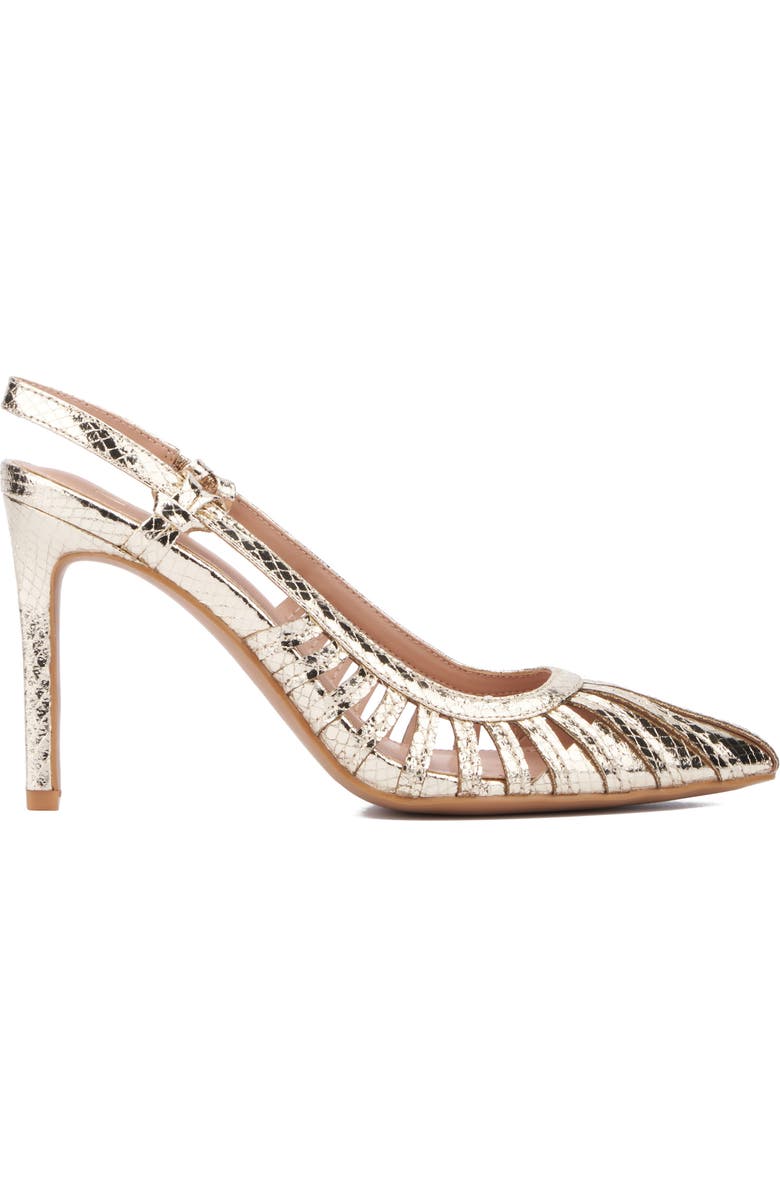 NEW YORK AND COMPANY Magdalene Croc Embossed Slingback Pump, Alternate, color, Gold