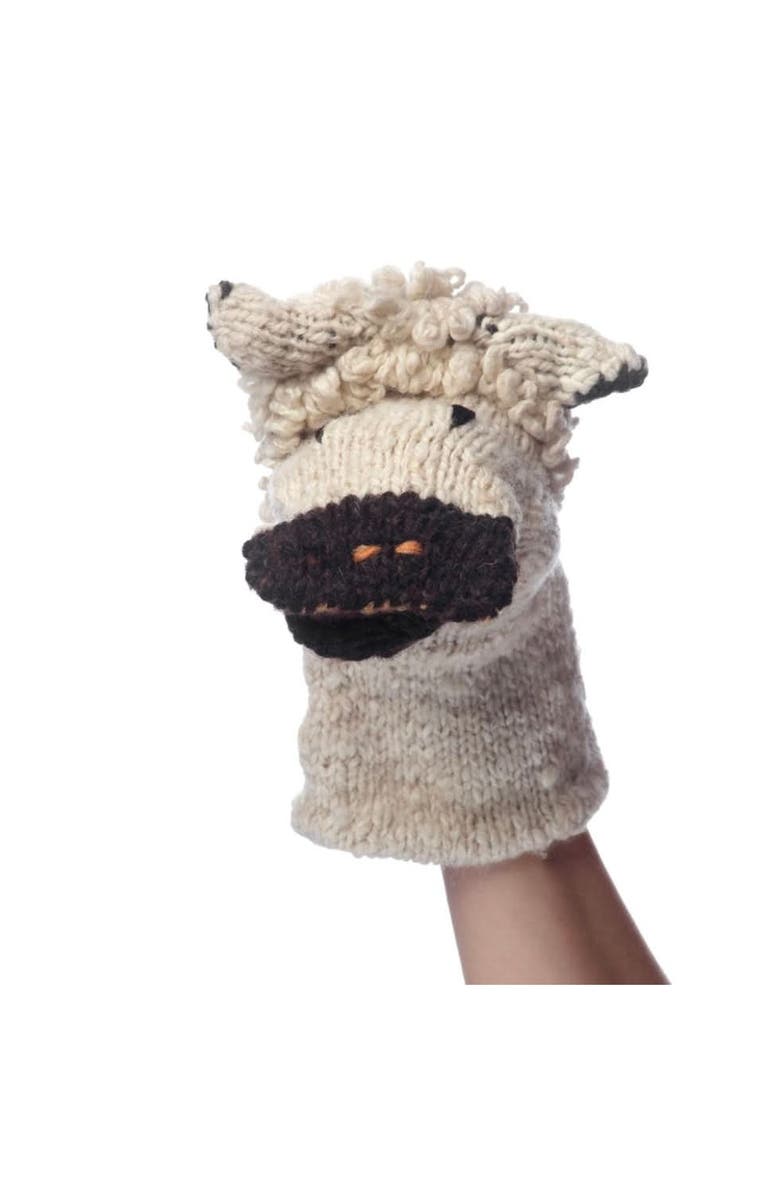 Finn + Emma Organic Wool Knit Hand Puppet | Sawyer the Sheep, Main, color, White