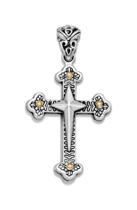 Sterling Silver & 18K Gold North Star Cross Pendant Necklace