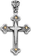 SAMUEL B. Sterling Silver & 18K Gold North Star Cross Pendant Necklace