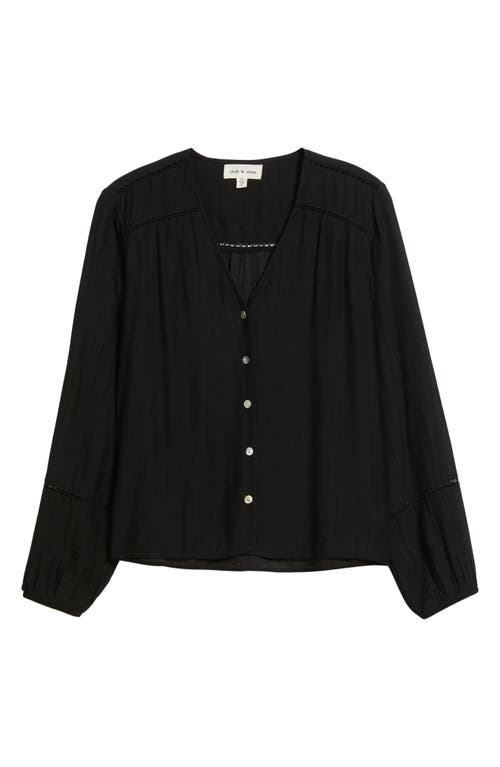 Cloth & Stone Ladder Stitch Front Button Top In Black