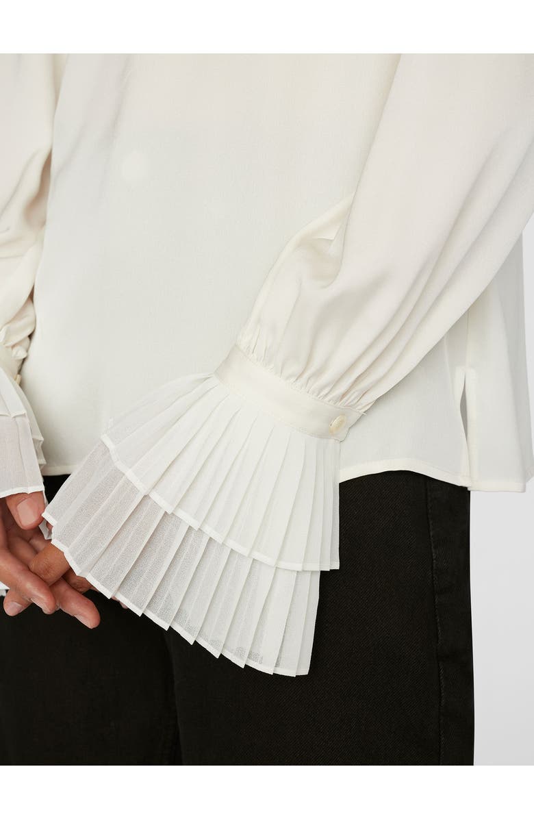 FRAME Pleated Long Sleeve Silk Blouse, Alternate, color, 