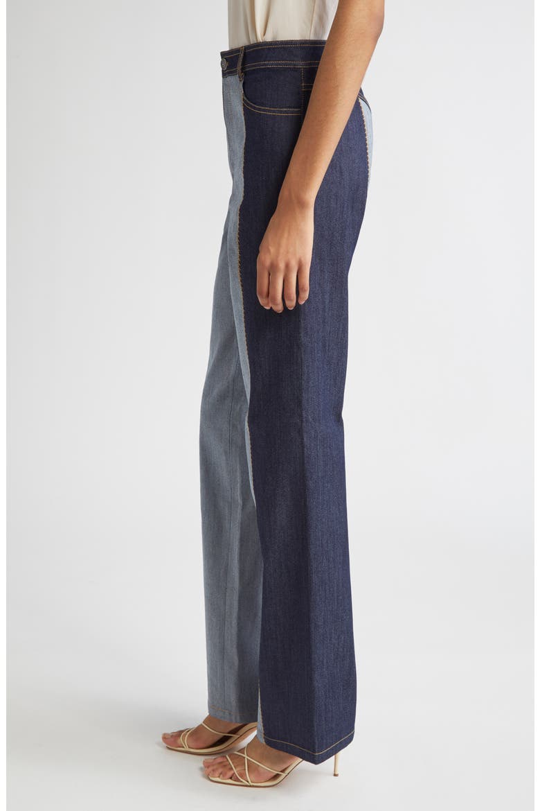 Francine Contrast Wide Leg Jeans, Alternate, color, INDIGO